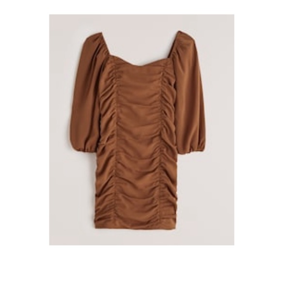 NWT Abercrombie Ruched Orange spice dress size medium - Picture 2 of 3